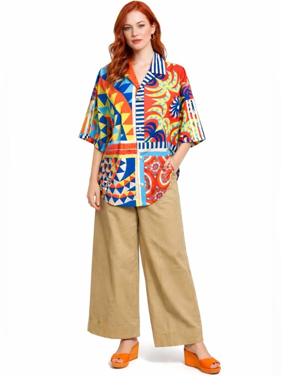 FARM Rio Tops - NWT Farm Rio/Adidas collab SZ S/M red/blue/yellow button front collared shirt.